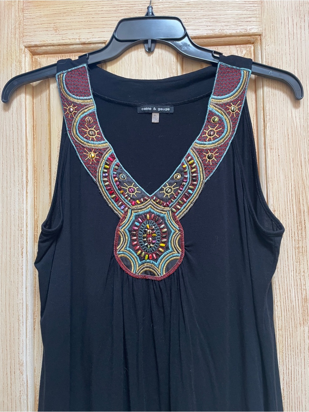 Cable & Gauge embellished tank top